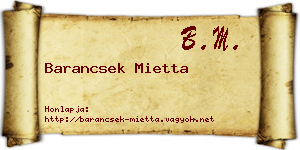 Barancsek Mietta névjegykártya